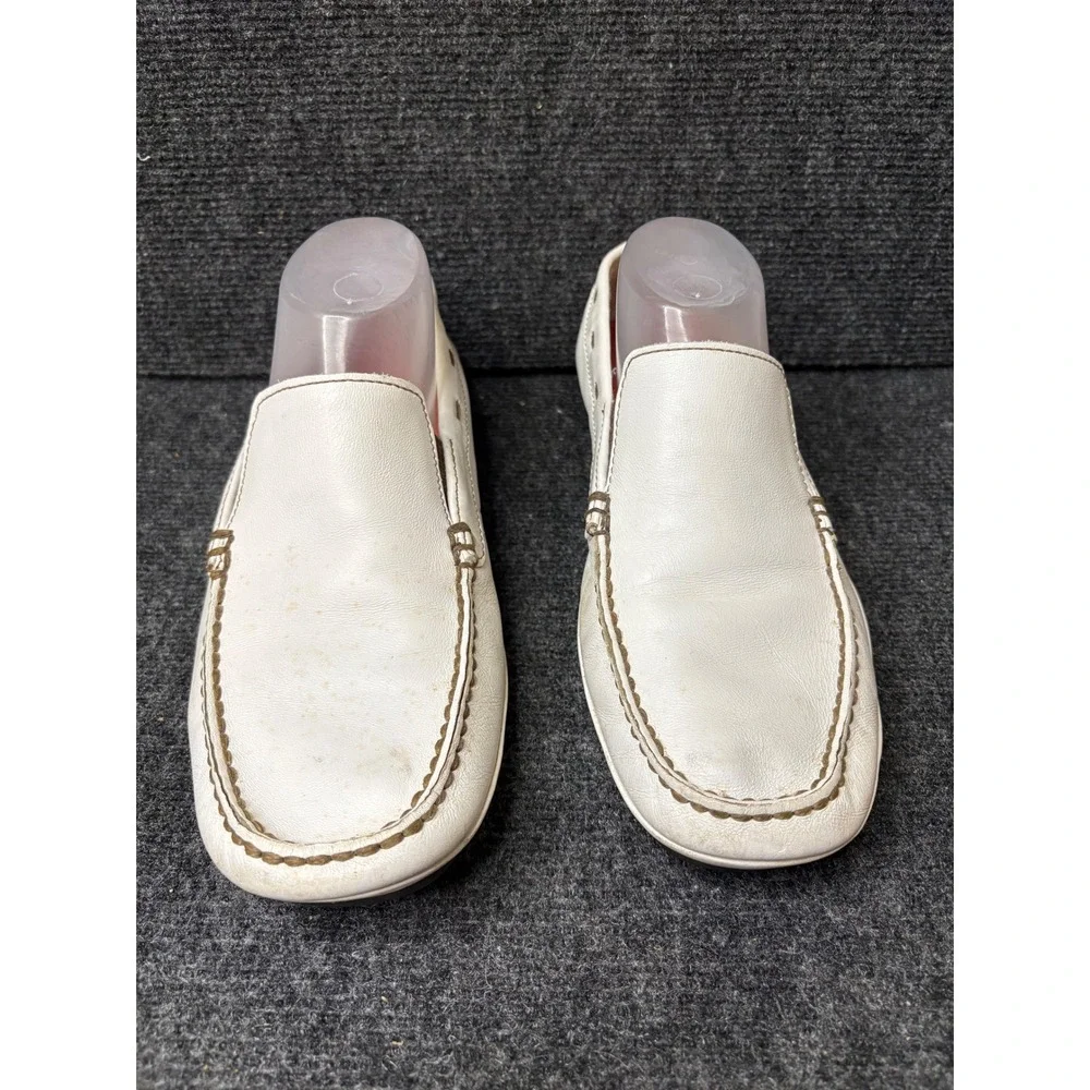 Rockport Mens White Washable Leather Loafers Moc Toe Slip On Shoes 8.5M APM27327
